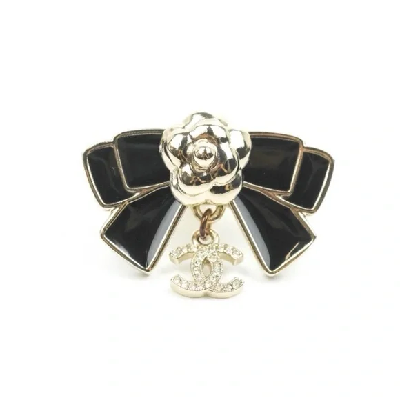 Chanel Camellia Bow Black Pin Brooch 21C - Picture 7 of 9